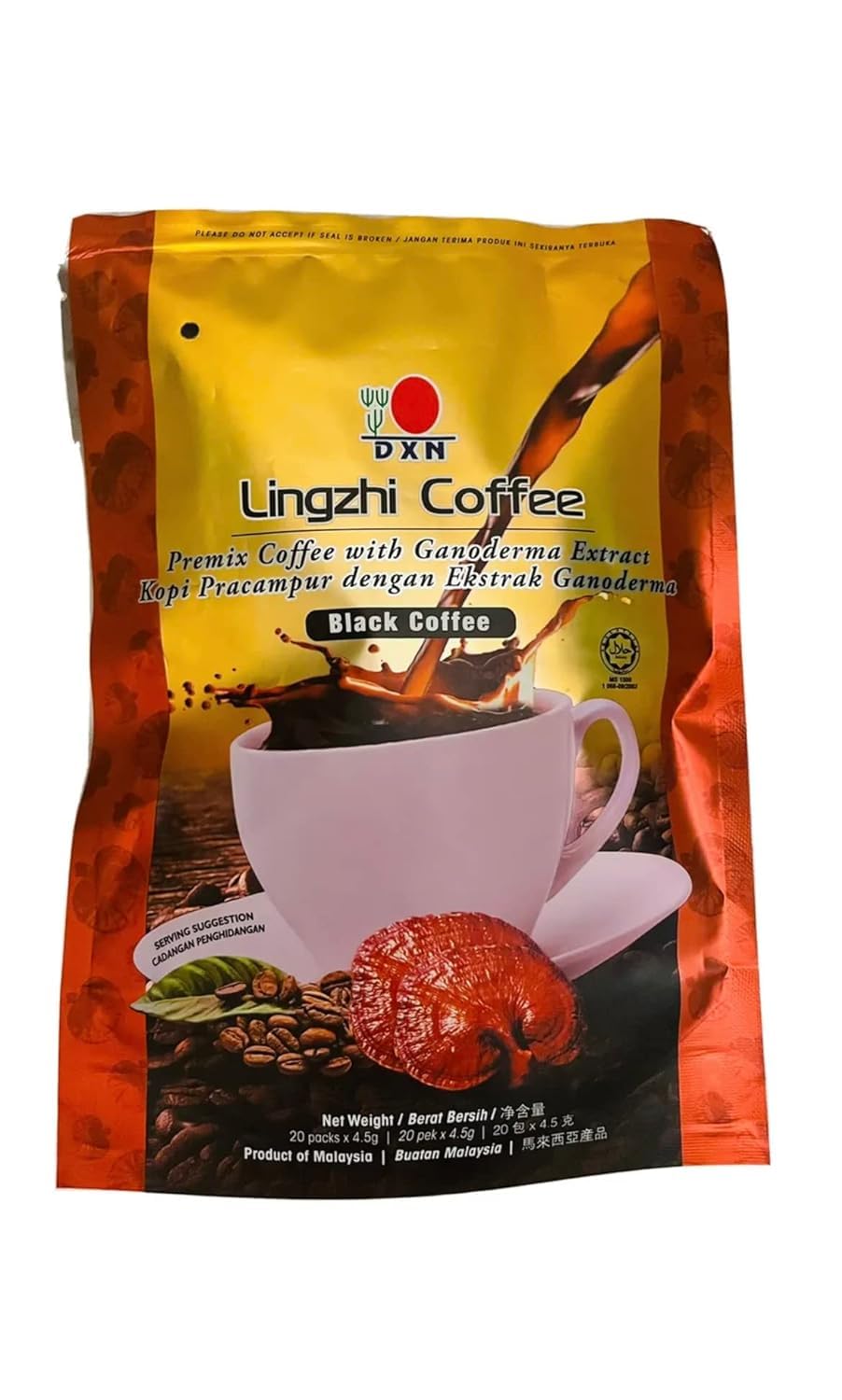 DXN Lingzhi BLACK Coffee With Ganoderma 20 Sachets (10 Pack)
